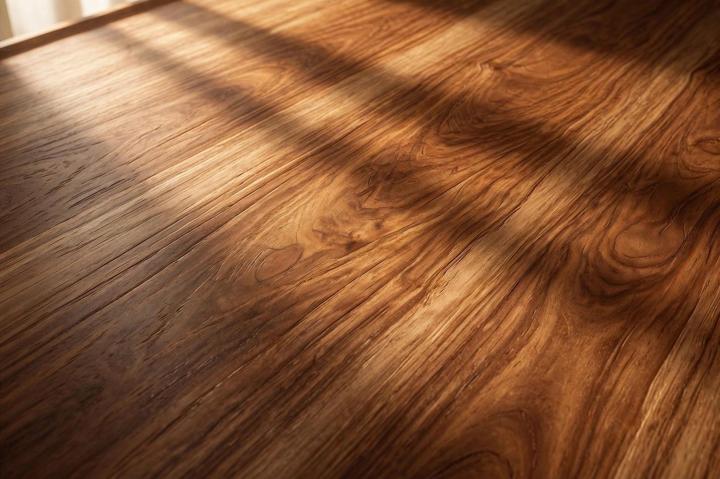 Warm wood grain in soft window light